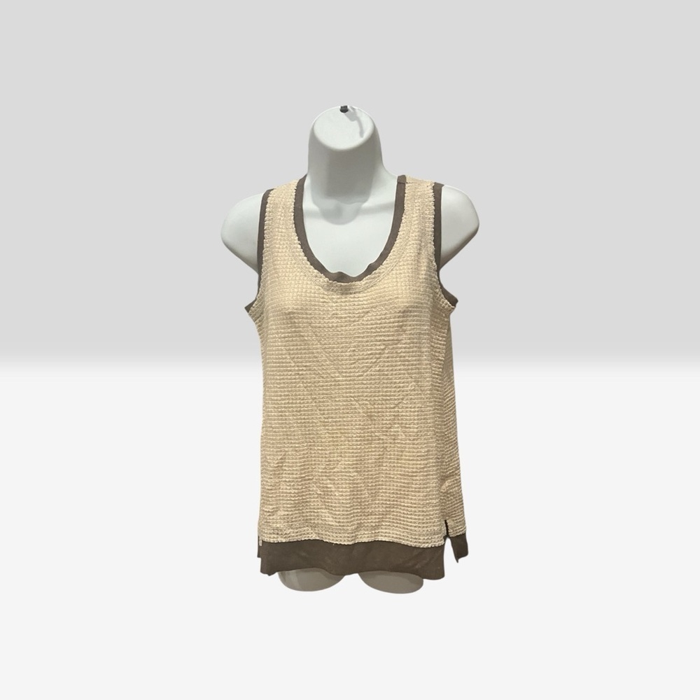 Women’s Cream & Brown Sleeveless Top | Size Small | NWOT
